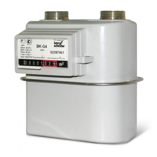 Счетчик газовый ВК - G4   левый БЕЗ адаптеров  (расход 004 - 6 кубм)